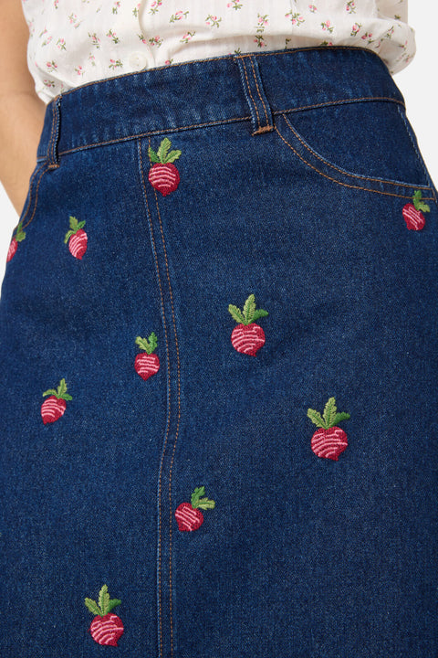 Radish Emb Denim Skirt