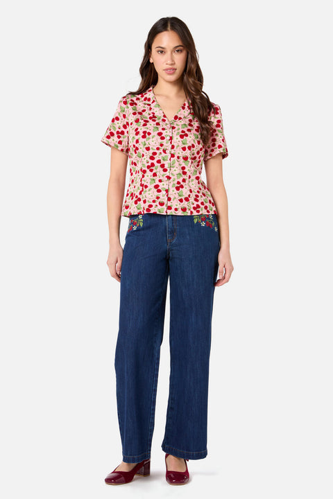Raspberry Short Sleeve Blouse