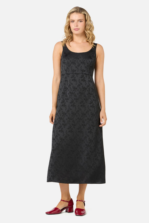 Roma Satin Embossed Midi Dress