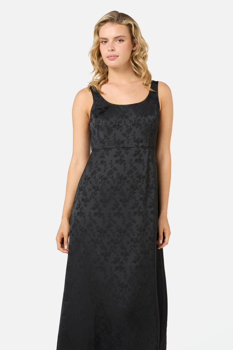 Roma Satin Embossed Midi Dress