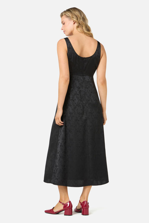 Roma Satin Embossed Midi Dress