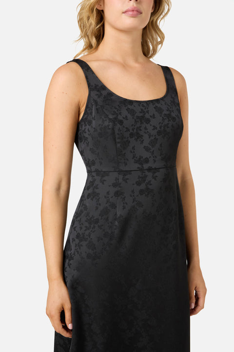Roma Satin Embossed Midi Dress