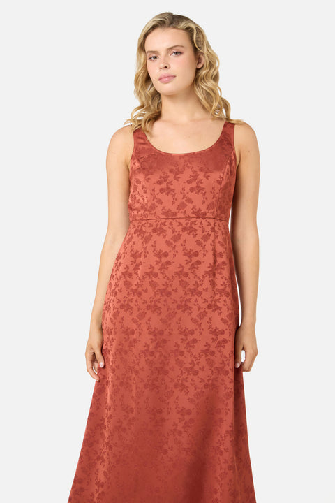 Roma Satin Embossed Midi Dress