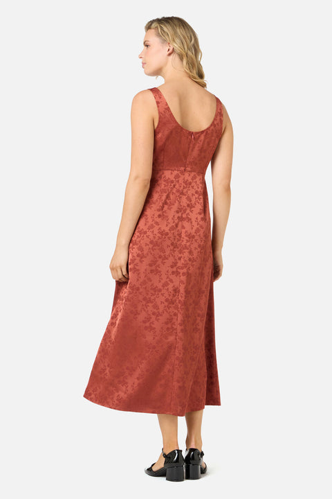 Roma Satin Embossed Midi Dress
