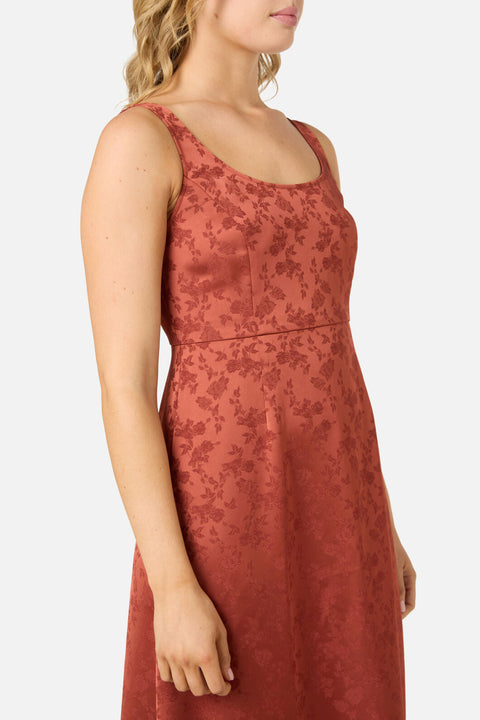 Roma Satin Embossed Midi Dress