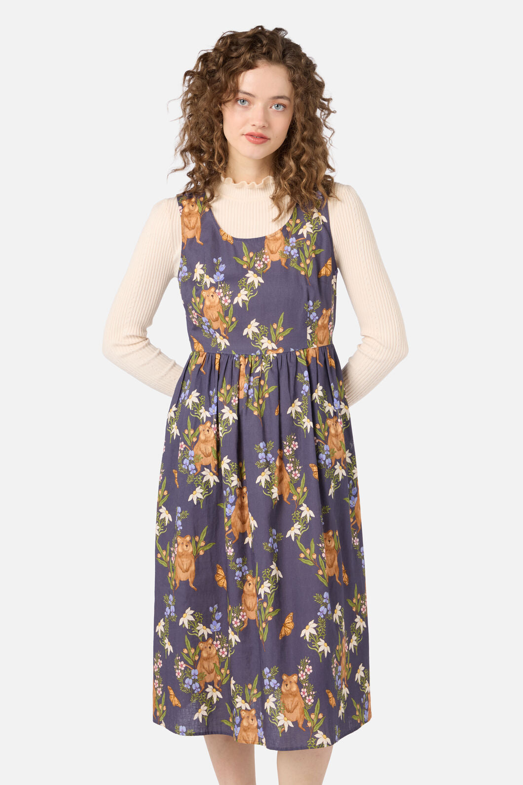 Quokka & Flora Midi Dress Navy / 14 (AU)