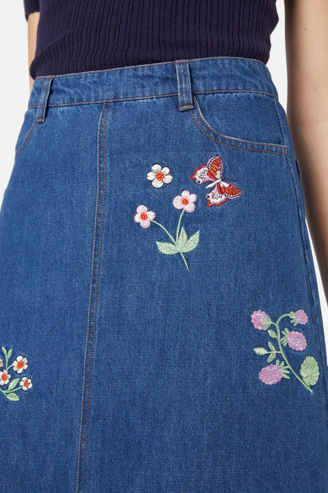 Snake Embroidered Skirt