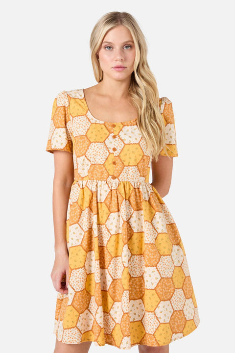 Patchwork Sleeved Mini Dress