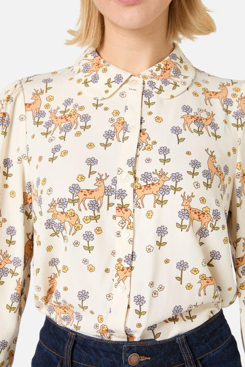Meadow Deer Long Sleeve Blouse