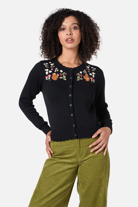 Squirrel Embroidered Cardigan