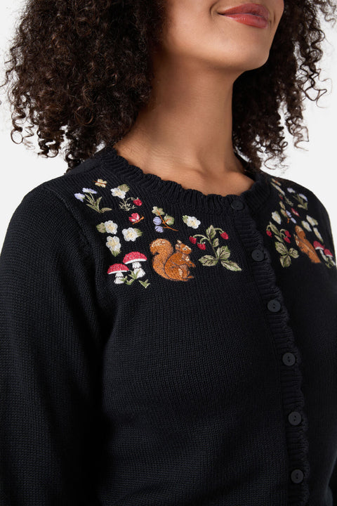 Squirrel Embroidered Cardigan