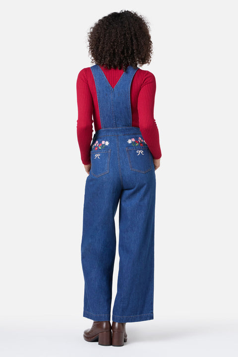 Flower Bow Embroidered Overall