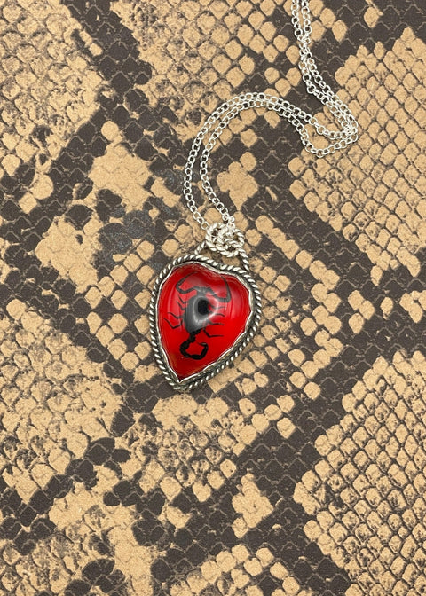 Scorpion Heart Pendant Necklace