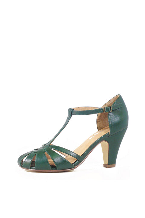 Sergi T-Strap Heels Green