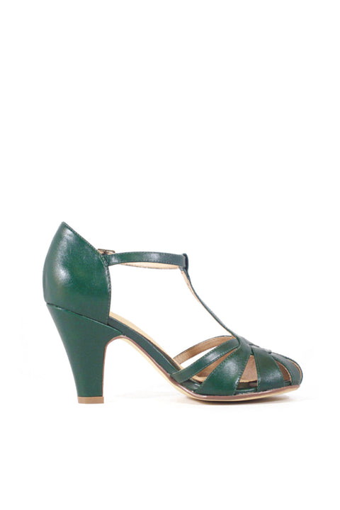 Sergi T-Strap Heels Green
