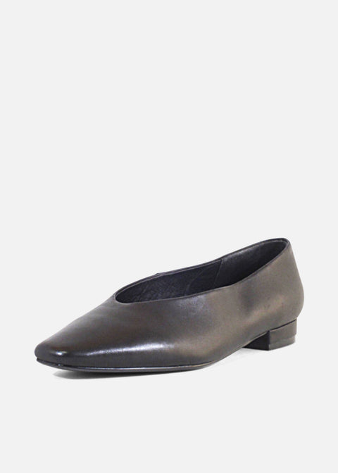 Slick Ballet Flats Black Leather