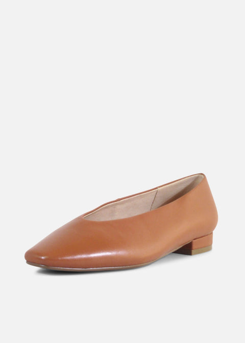Slick Ballet Flats Tan Leather