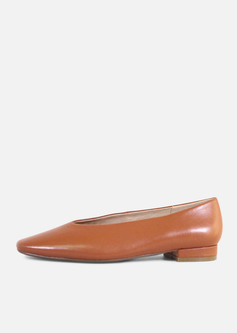 Slick Ballet Flats Tan Leather