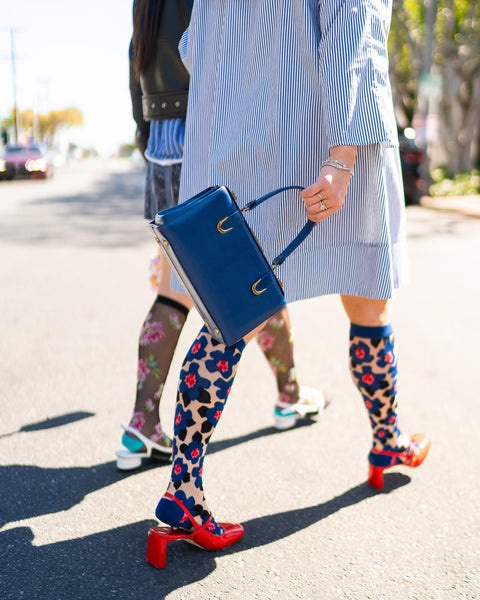 Bold Blue Sheer Knee High Sock