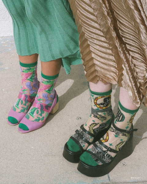 Wicked All Roads Lead to Oz Shimmer Sheer Crew Sock