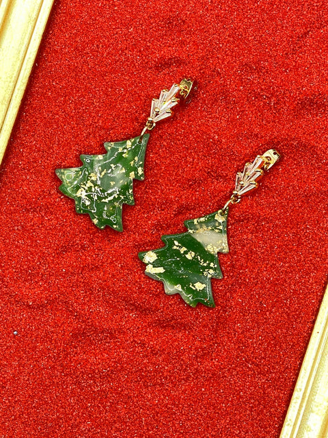 Little Gold Sparkly Tree Earrings
