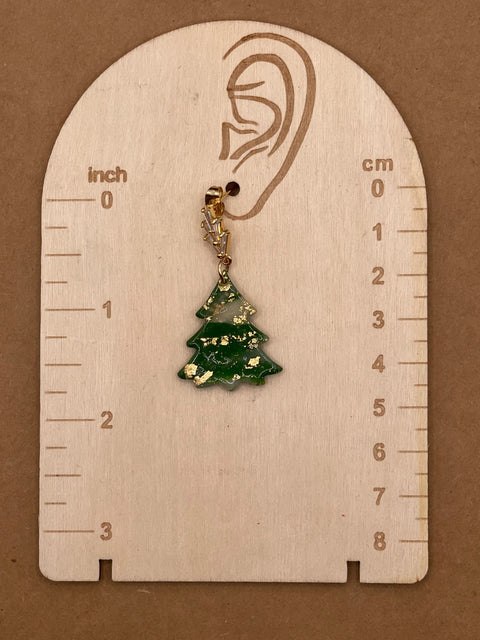 Little Gold Sparkly Tree Earrings