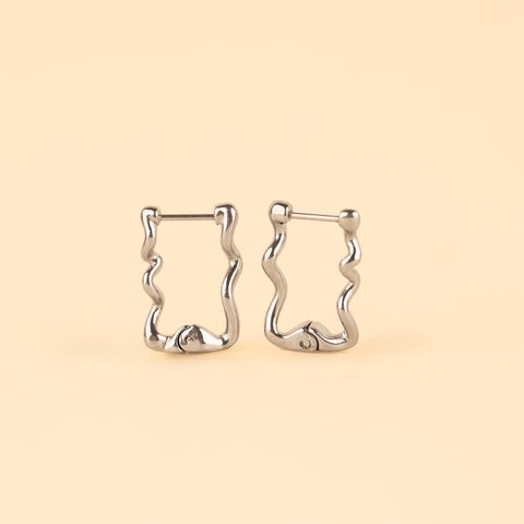 Squiggly Rounded Huggie Hoop Earrings
