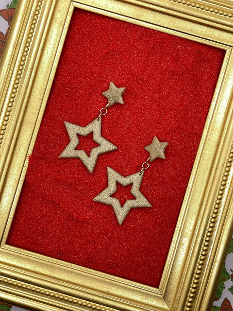 Gold Sparkly Star Earrings