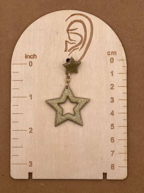 Gold Sparkly Star Earrings