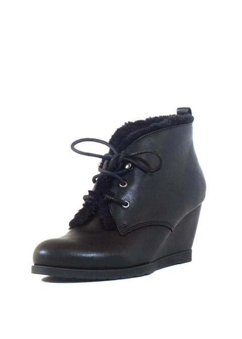 Toronto Leather Wedged Booties