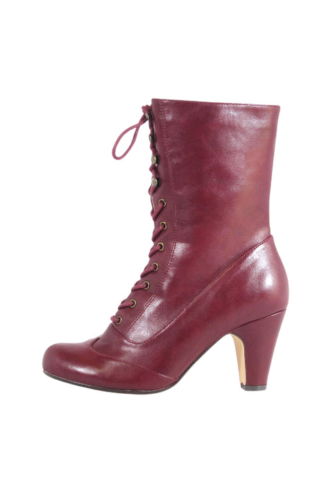Claire Victorian Booties Burgundy