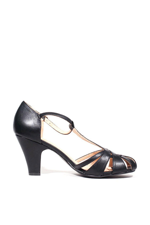 Sergi T-Strap Heels Black