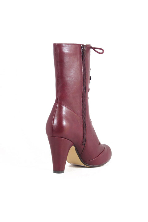 Claire Victorian Booties Burgundy