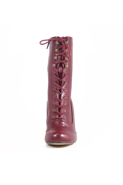 Claire Victorian Booties Burgundy