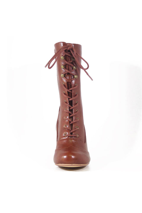 Claire Victorian Booties Tan