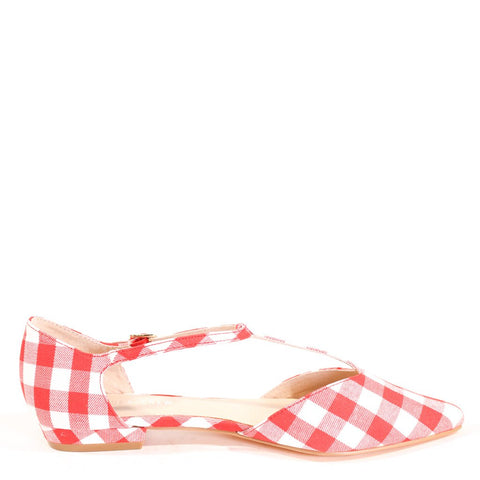 Garden Gingham T-Strap Flats