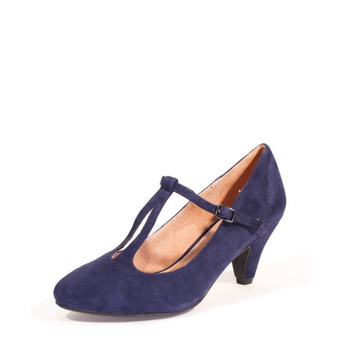 Gin T-Strap Suede Heels