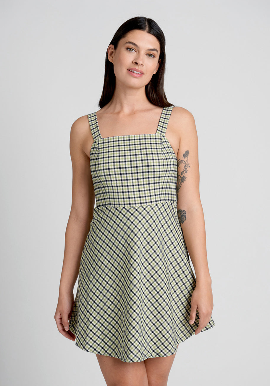 Modcloth Princess Highway Pinafore So Plaid I Found You Dress