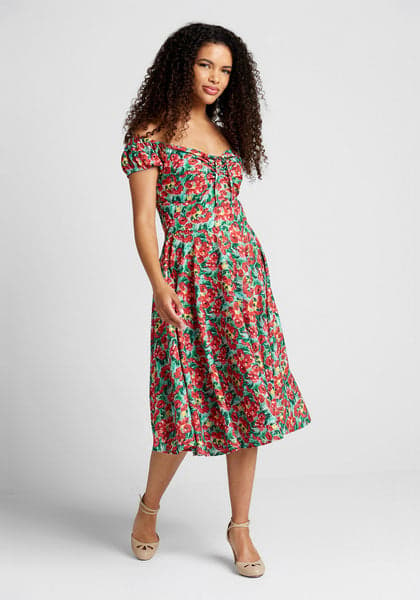 of ModCloth | Spring Sheen Dress Flare And Fit
