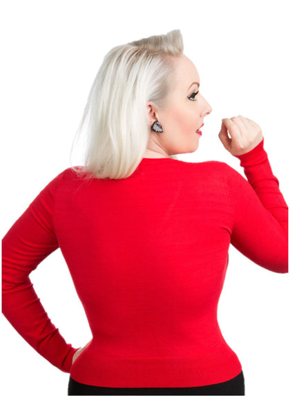 Red Rose V-Neck Cardigan
