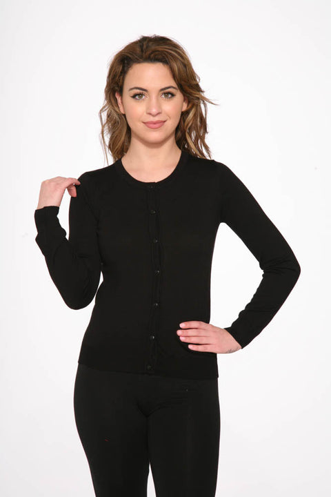 Black Crewneck Cardigan