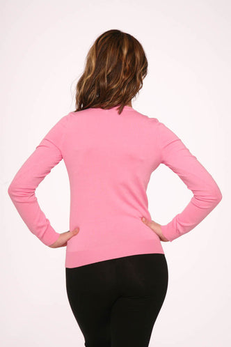 Pink Crewneck Cardigan