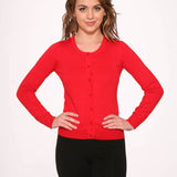 Red Crewneck Cardigan
