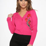 Pink Rose V-Neck Cardigan
