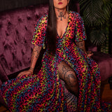 Lydia Wrap Dress in Rainbow Leopard Mesh