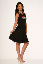 Rose Skulls Embroider Swing Dress