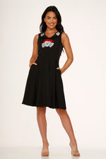 Rose Skulls Embroider Swing Dress