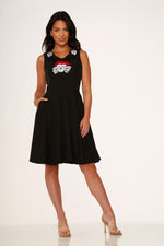 Rose Skulls Embroider Swing Dress