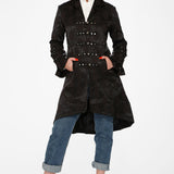Black Brocade High-low Coat