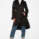 Black Brocade High-low Coat